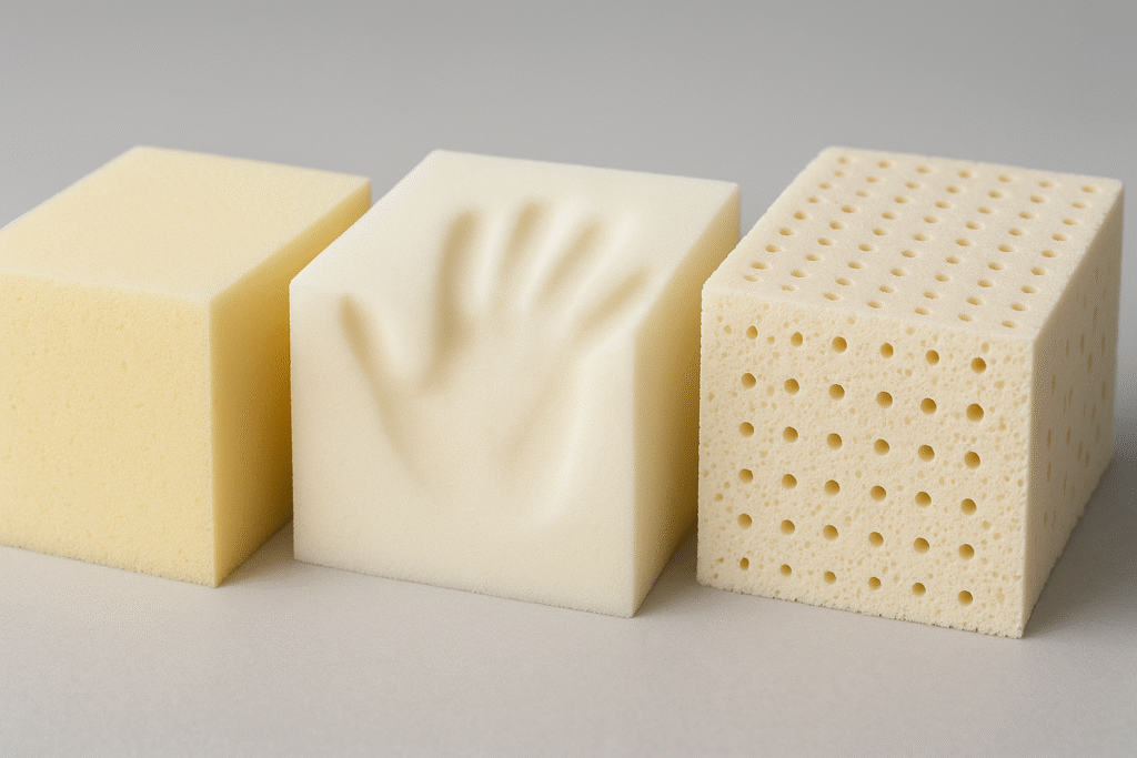 Tipos de espuma de látex e viscoelástico dos melhores colchões.