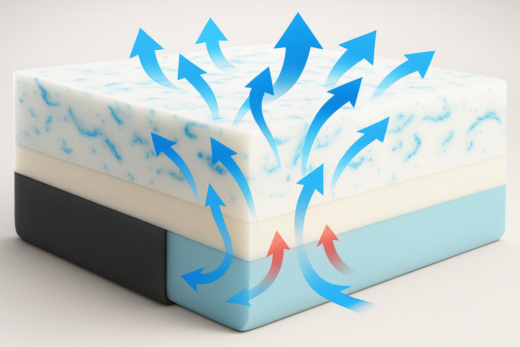 Tecnologia de resfriamento para colchão de mola ensacada ou espuma.